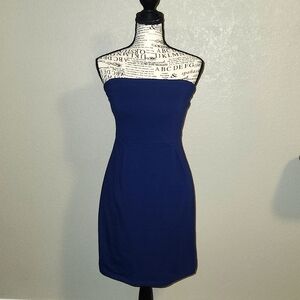 Women's strapless dress. Navy. Small Petite.